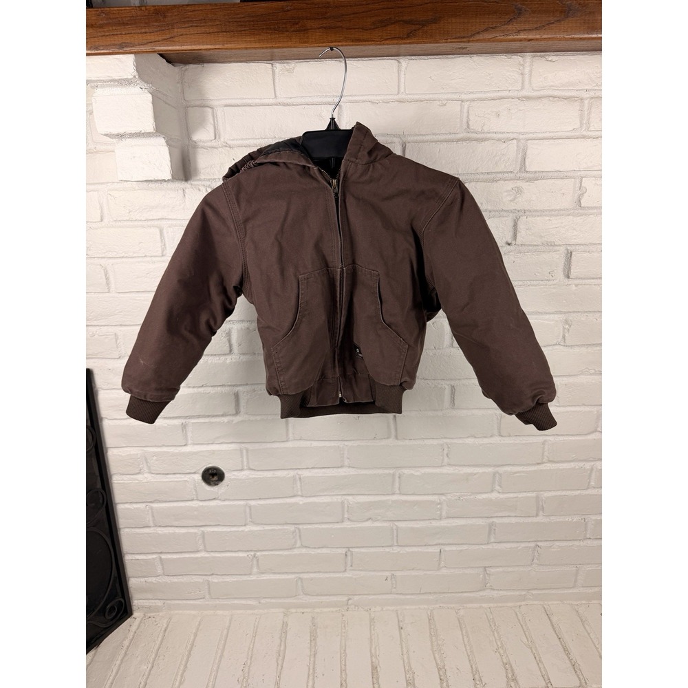 C.W. Hart Youth XS 5-6 Brown Duck Canvas Insulated Hooded Work Jacket